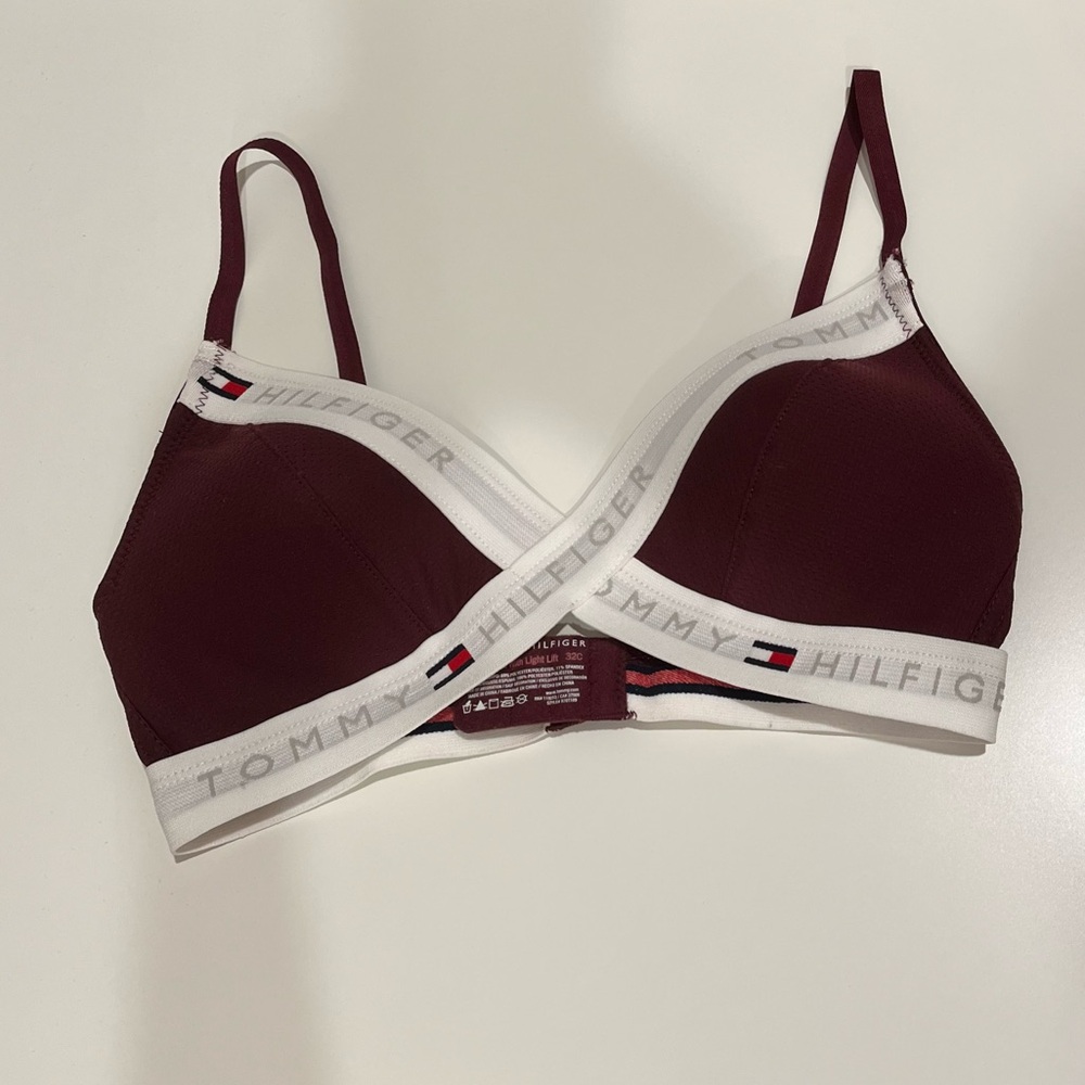 tommy hilfiger lightly lined mesh triangle bralette from urban outfitters